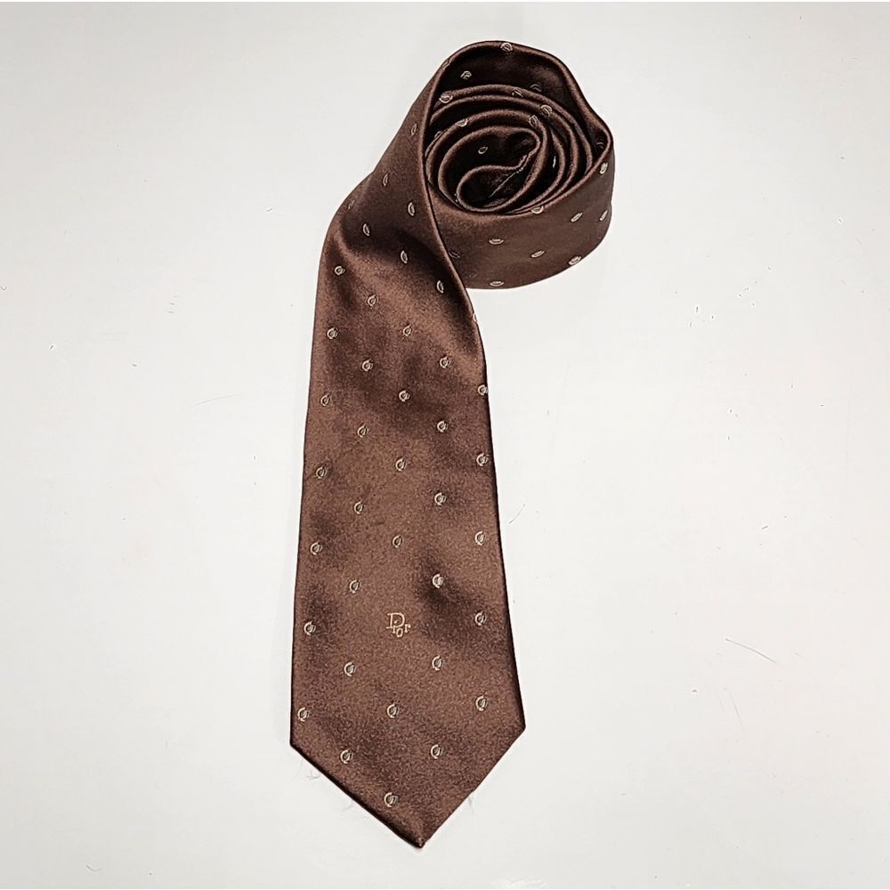 🐢 Christian Dior Vintage Monogramed Silk Tie